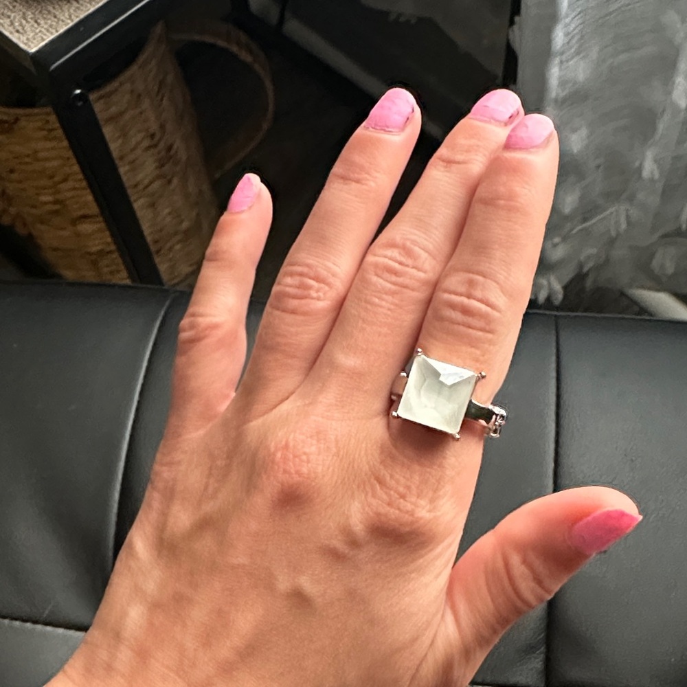 Silver Ring With Large Clear Gemstone - image 1